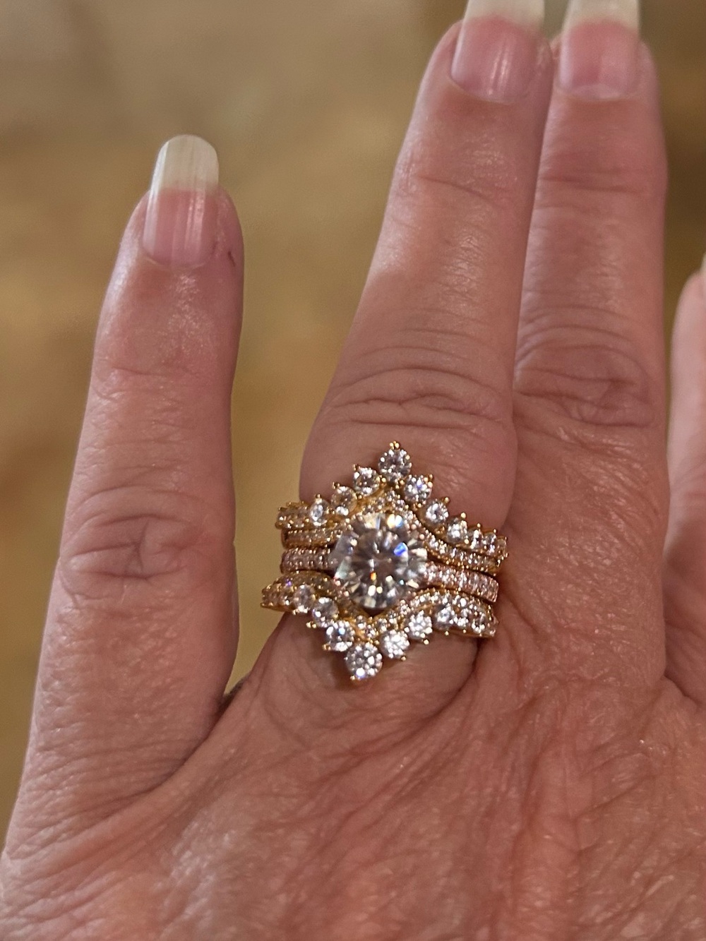 Gold Crystal Bridal Ring Guard set - Rose Gold Sparkle